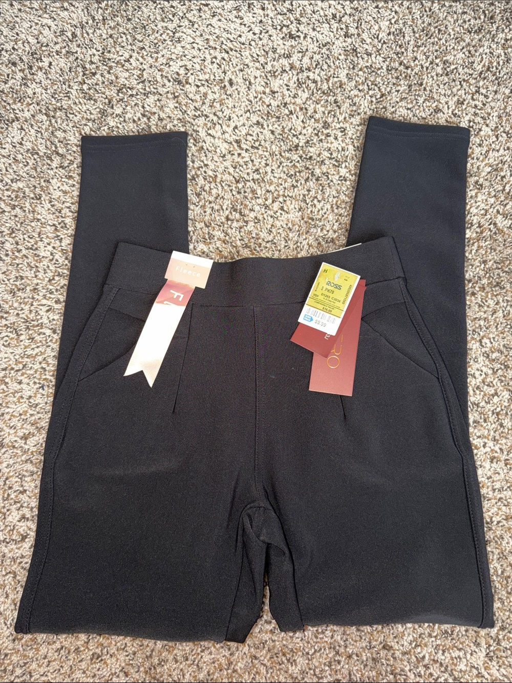 Fleece-Lined Pull-On Skinny Pants — Black
